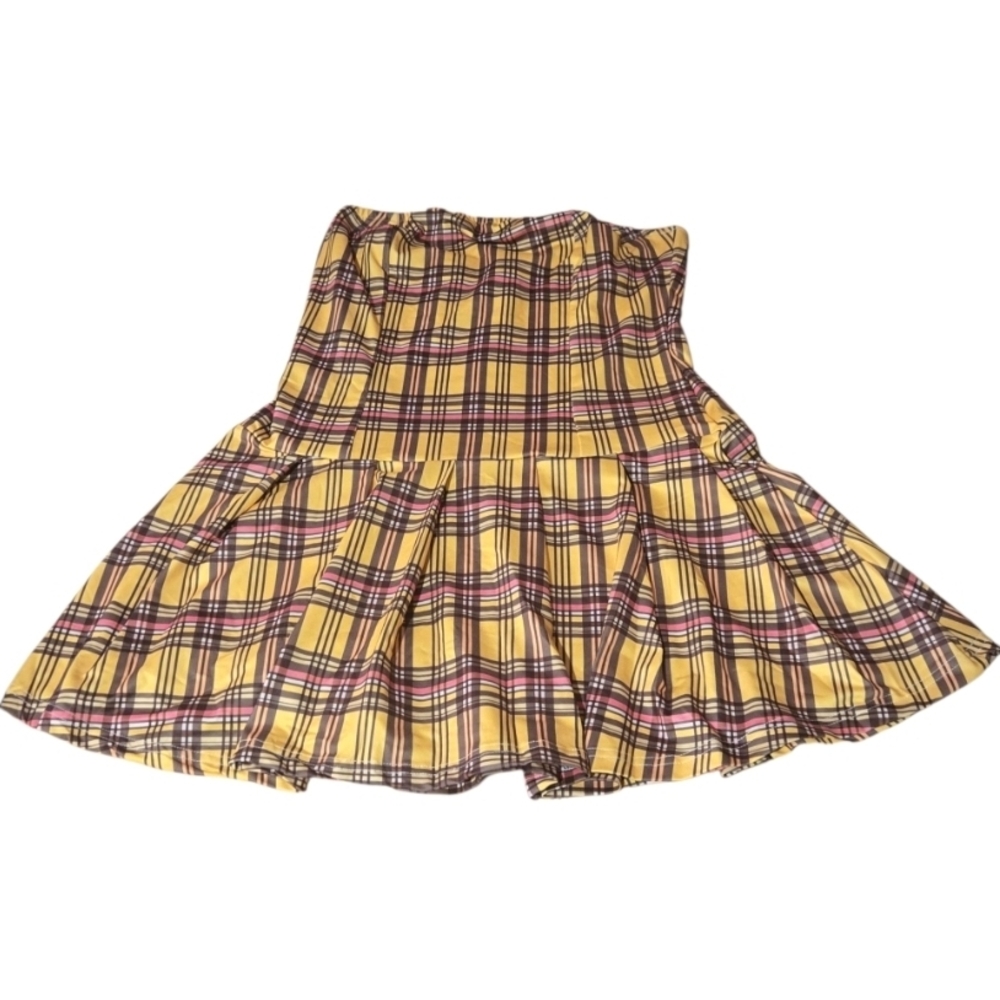 Yellow and Red Tiered Bubble Mini Skirt